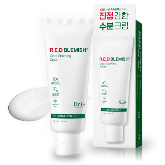 Dr.G Red Blemish Clear Soothing Korean Moisturizer Face Cream, 70ml - Cica Cream, Korean Skin Care Moisturizer, Korean Face Moisturizer, Facial Moisturizer, Korean Skincare, K Beauty Skincare Coreano