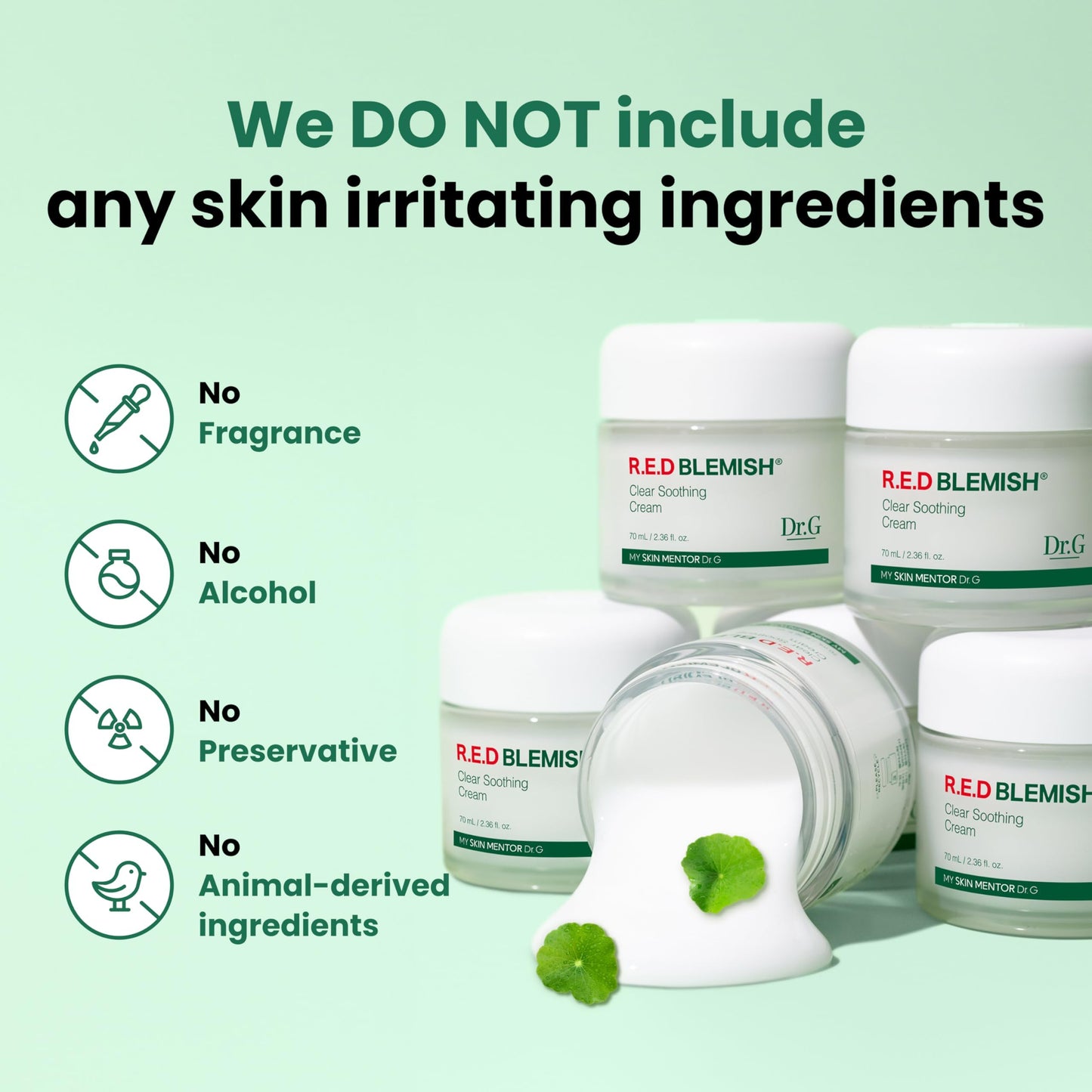 Dr.G Red Blemish Clear Soothing Korean Moisturizer Face Cream, 70ml - Cica Cream, Korean Skin Care Moisturizer, Korean Face Moisturizer, Facial Moisturizer, Korean Skincare, K Beauty Skincare Coreano